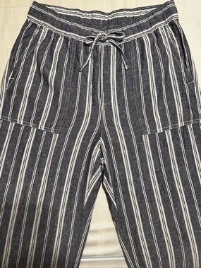 GAP Navy and White Striped Linen Blend Pants, S, GUC